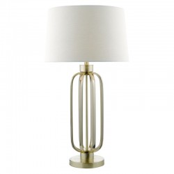 2270-003 Satin Brass Table Lamp with Natural Linen Shade