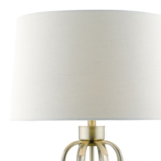 2270-003 Satin Brass Table Lamp with Natural Linen Shade