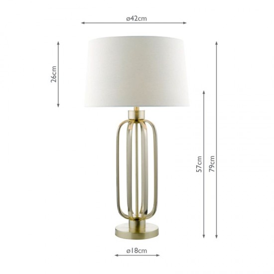 2270-003 Satin Brass Table Lamp with Natural Linen Shade