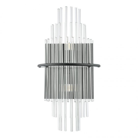 73196-003 Satin Black Wall Lamp with Clear Glass Rods