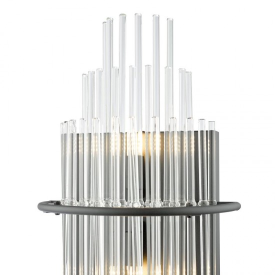 73196-003 Satin Black Wall Lamp with Clear Glass Rods