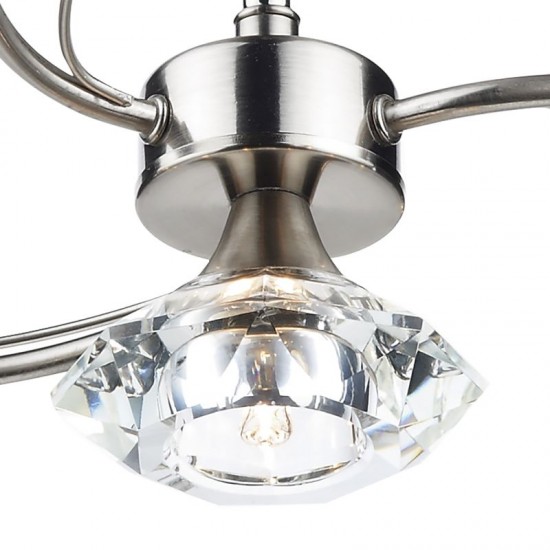 5483-003 Satin Chrome 4 Light Centre Fitting with Crystal Glasses