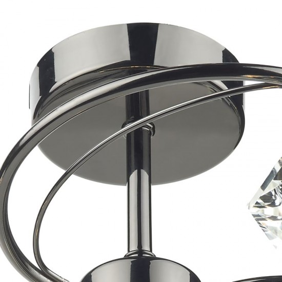 5485-003 Black Chrome Light Centre Fitting with Crystal Glasses