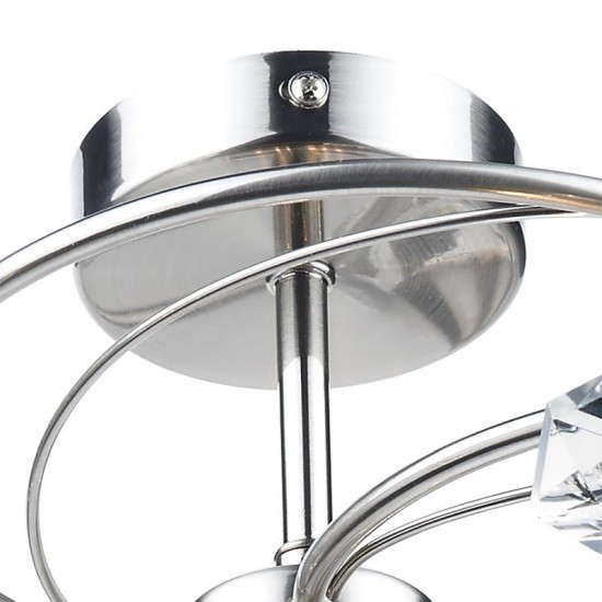 5487-003 Satin Chrome 6 Light Centre Fitting with Crystal Glasses