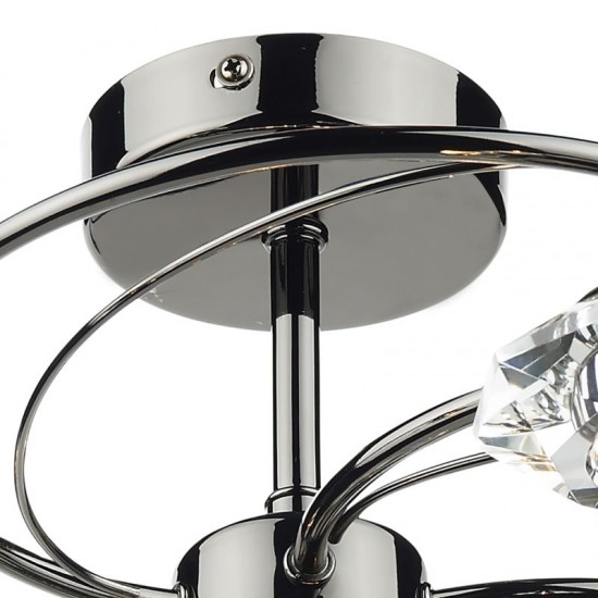 5489-003 Black Chrome 6 Light Centre Fitting with Crystal Glasses