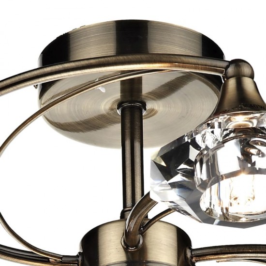 5490-003 Antique Brass 6 Light Centre Fitting with Crystal Glasses
