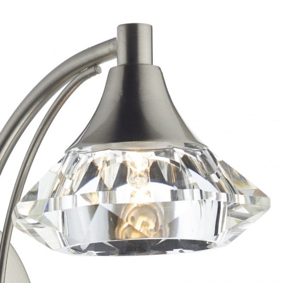 5491-003 Satin Chrome Wall Lamp with Crystal Glass