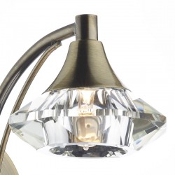 33468-005 Antique Brass Wall Lamp with Crystal Glass