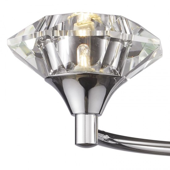 5496-003 Polish Chrome 2 Light Wall Lamp with Crystal Glasses
