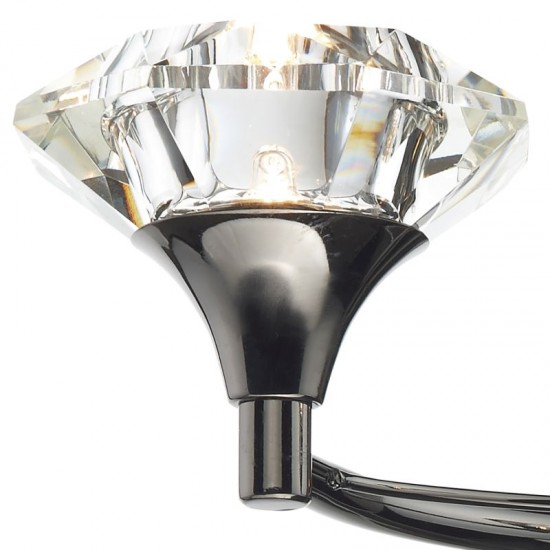 5497-003 Black Chrome 2 Light Wall Lamp with Crystal Glasses
