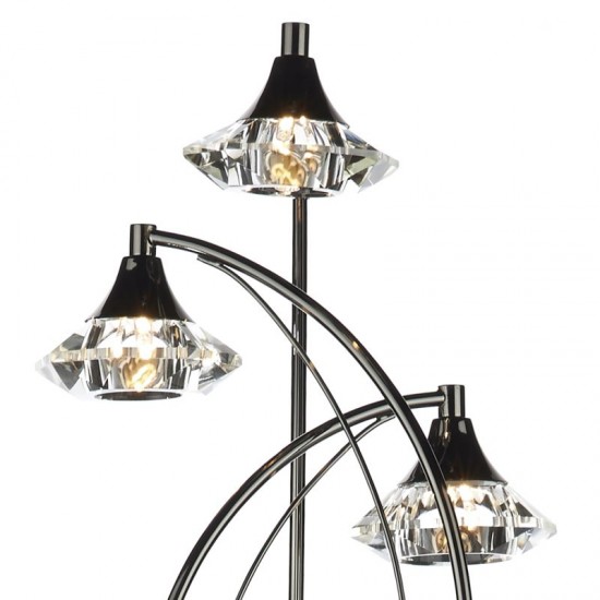 5510-003 Decorative Black Chrome with Crystal 3 Light Floor Lamp