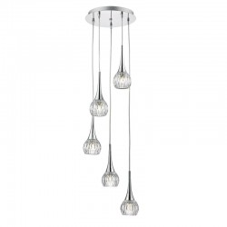 2330-003 Chrome 5 Light Cluster Pendant with Decorative Glasses
