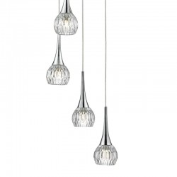 2330-003 Chrome 5 Light Cluster Pendant with Decorative Glasses