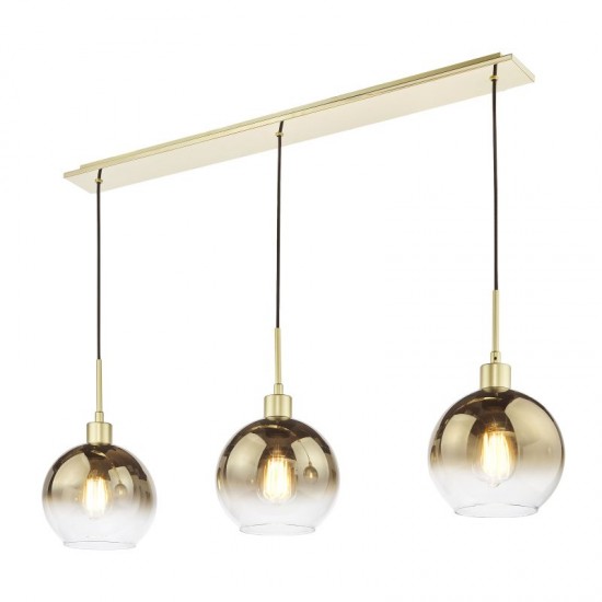 73198-003 Gold 3 Light over Island Fitting with Gold Mirrored Ombre Glasses