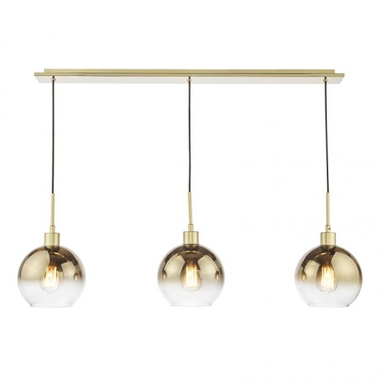 73198-003 Gold 3 Light over Island Fitting with Gold Mirrored Ombre Glasses
