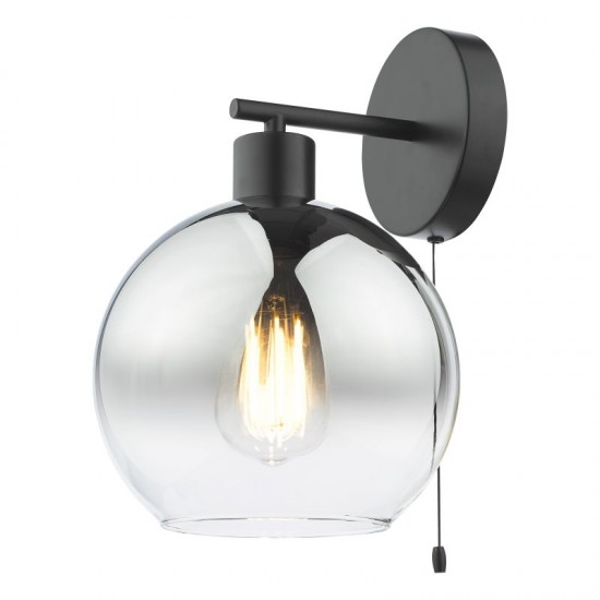 73199-003 Black Wall Lamp with Smoked Mirrored Ombre Glass