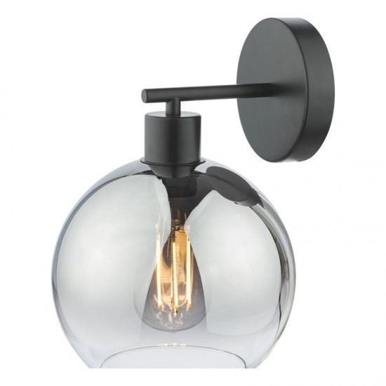 73199-003 Black Wall Lamp with Smoked Mirrored Ombre Glass