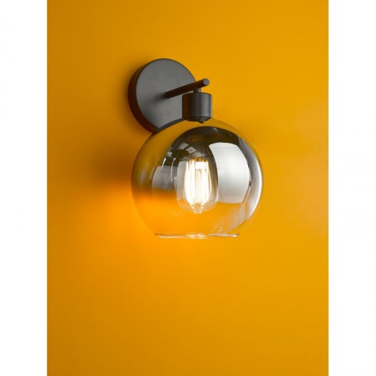 73199-003 Black Wall Lamp with Smoked Mirrored Ombre Glass