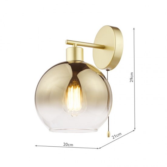 73200-003 Gold Wall Lamp with Gold Mirrored Ombre Glass