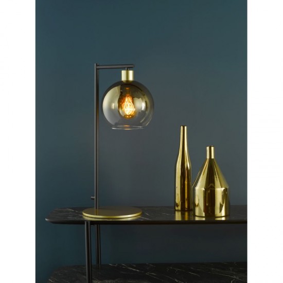 74824-003 Black & Gold Table Lamp with Gold Mirrored Ombre Glass