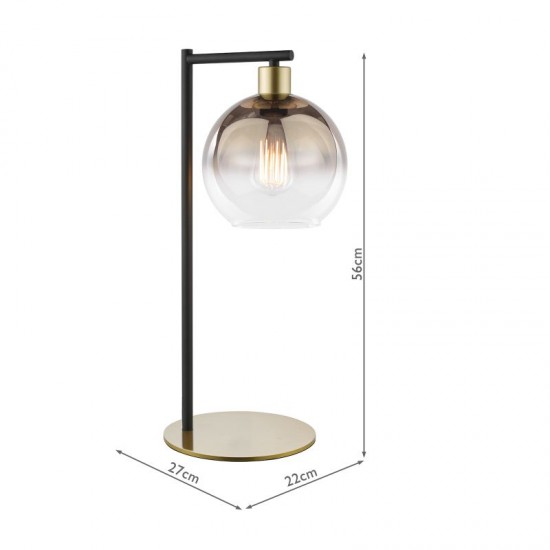 74824-003 Black & Gold Table Lamp with Gold Mirrored Ombre Glass