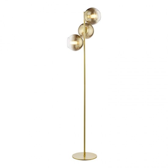 73202-003 Gold 3 Light Floor Lamp with Gold Mirrored Ombre Glasses