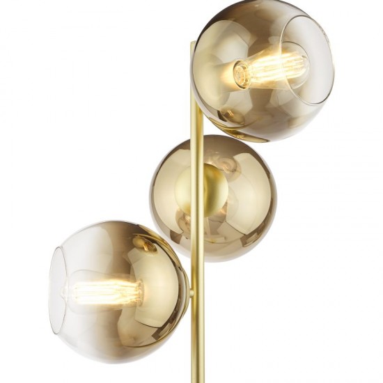 73202-003 Gold 3 Light Floor Lamp with Gold Mirrored Ombre Glasses