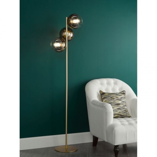 73202-003 Gold 3 Light Floor Lamp with Gold Mirrored Ombre Glasses