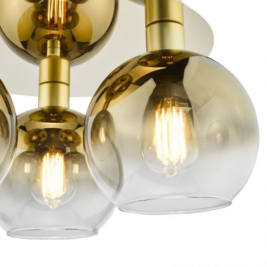 73203-003 Gold 3 Light Semi Flush with Gold Mirrored Ombre Glasses