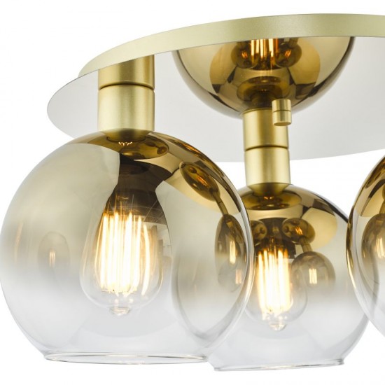 73203-003 Gold 3 Light Semi Flush with Gold Mirrored Ombre Glasses