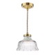 74837-003 Natural Brass Pendant with Ribbed Glass