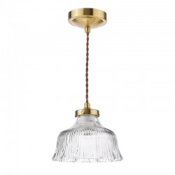 74837-003 Natural Brass Pendant with Ribbed Glass 74837-003 Natural Brass Pendant with Ribbed Glass