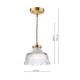 74837-003 Natural Brass Pendant with Ribbed Glass