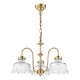 74838-003 Natural Brass 3 Light Centre Fitting with Ribbed Glass