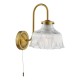 74839-003 Natural Brass Wall Lamp with Ribbed Glass