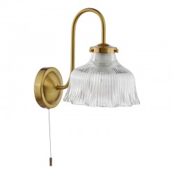 74839-003 Natural Brass Wall Lamp with Ribbed Glass 74839-003 Natural Brass Wall Lamp with Ribbed Glass