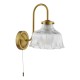 74839-003 Natural Brass Wall Lamp with Ribbed Glass