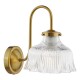 74839-003 Natural Brass Wall Lamp with Ribbed Glass