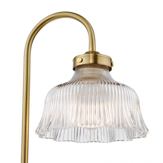 74840-003 Natural Brass Table Lamp with Ribbed Glass