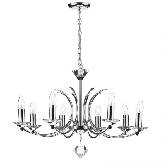 5562-003 Polished Chrome 8 Light Centre Fitting with Crystal