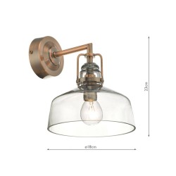 61763-004 Antique Copper Wall Lamp with Smoky Glass 