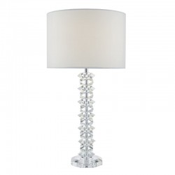 23611-003 Chrome & Crystal Table Lamp with Cream Cotton Shade 