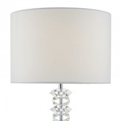 23611-003 Chrome & Crystal Table Lamp with Cream Cotton Shade  23611-003 Chrome & Crystal Table Lamp with Cream Cotton Shade
