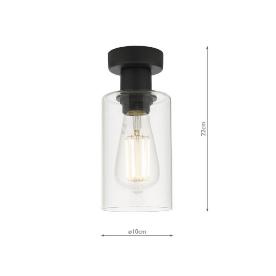 61764-004 Black Ceiling Lamp with Clear Glass