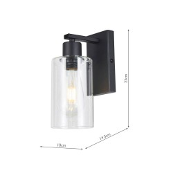 61766-004 Black Wall Lamp with Clear Glass