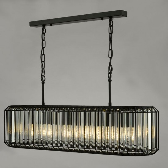 79731-003 Satin Black 5 Light over Island Fitting with Crystal