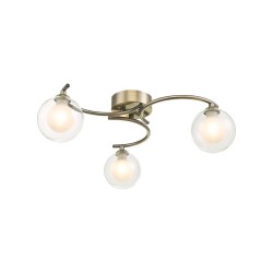 61776-004 Antique Brass 3 Light Semi Flush with Double Glasses