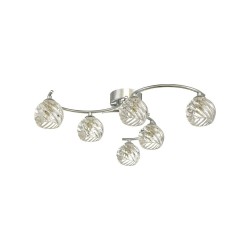 61780-004 Chrome 6 Light Semi Flush with Twisted Glasses 61780-004 Chrome 6 Light Semi Flush with Twisted Glasses