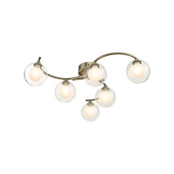 61782-004 Antique Brass 6 Light Semi Flush with Double Glasses