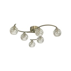 61783-004 Antique Brass 6 Light Semi Flush with Twisted Glasses 61783-004 Antique Brass 6 Light Semi Flush with Twisted Glasses